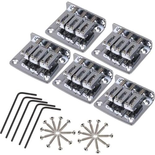 Silver Zinc Alloy Bridge Tailpiece for 3 String Cigar Box Electric Guitar Set of 5