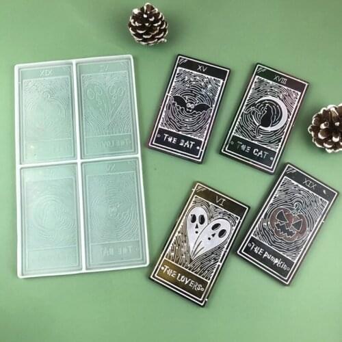 Cards Silicone Mold Jewelry Keychain Earrings Mold Handmade Decorative Accessories Pendants Halloween Cards Resin Mold