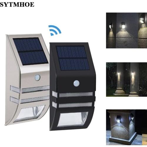 Motion Sensor Led Solar Wall Lights Outdoor Waterproof Stainless Steel Sensor Solar Wall Mounted Powered Porch Light 2 Pack