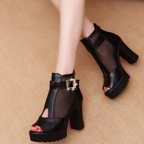 Shoes woman sandals high heels sexy square heel women sandals Ladies Peep toe Breathable Pumps Shoes Women Fashion Dress Shoes