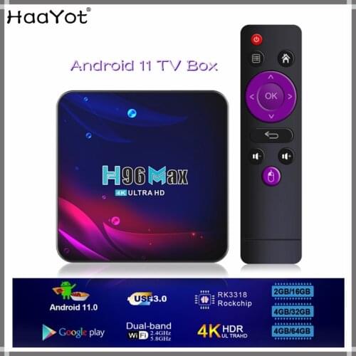 Android 11 TV Box 4k HDR RK3318 4GB Ram 32GB 64GB Quad core 2.4G 5G Wifi Google Play 3D IPTV Smart Set Top Box USB3.0 Bluetooth