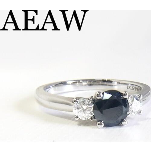 Black Moissanite Unique Ring 0.5ct 5mm Round Brilliant Cut Moissanite Ring with Melee Size Moissanite 14k White Gold
