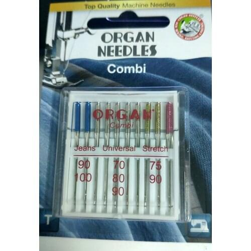 Japan Top Quality Organ nedlle combi JEANS,UNIVERSAL ,STRETCH 130/705H 70/75/80/90/100 DOMESTIC SEWING MACHINE NEEDLES