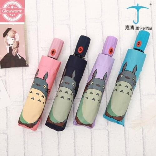 Japan and Korea three fold automatic animation clear umbrella folding silver glue sun umbrella sunshade children umbrella