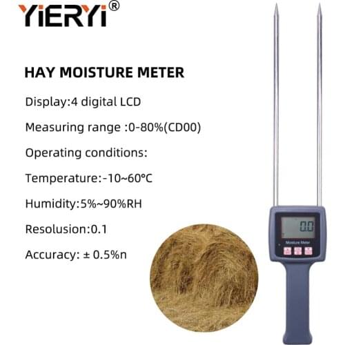 Yieryi TK100H Portable Hay Moisture Meter for cereal straw bran Forage grass Leymus chinensis Emperor bamboo grass testing fibre