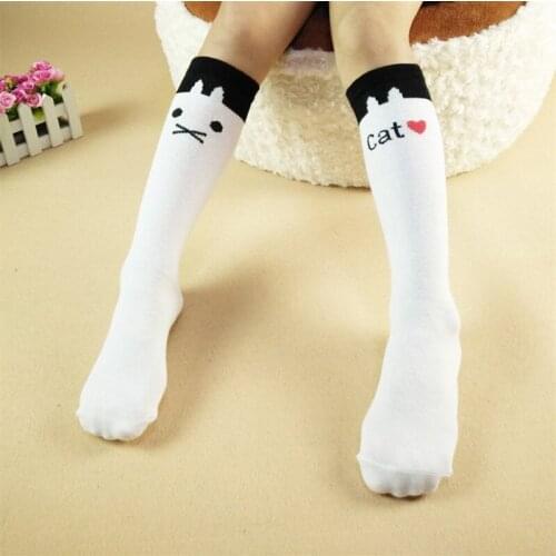 YZ-S-XH-0015 Fall new kittens children over the knee medium hose cartoon medium hose girl cotton socks student socks for 2021