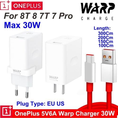 OnePlus 7T Pro Warp Charger 5V6A Original Warp Fast Charging EU Charger For One Plus 8 8pro 8T 7Pro 7 6T 6 OnePlus Warp Cable 6A