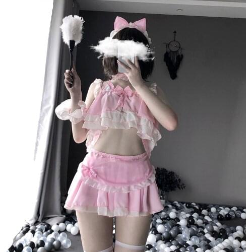 Women Waitress Cosplay Costume Sexy Tops Skirt Christmas Xmas Party Servant Cute Maid Uniform Lolita Dress