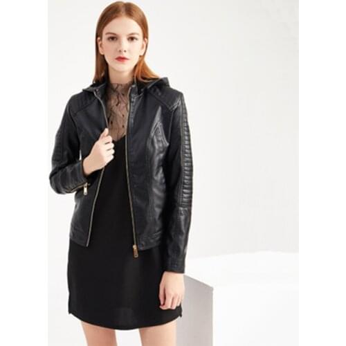 Winter Women Fashion PU Leather Coats Hooded Female Elegant Zipper Plush Jackets Short Coat Warm Casual Womens Jacke 2020