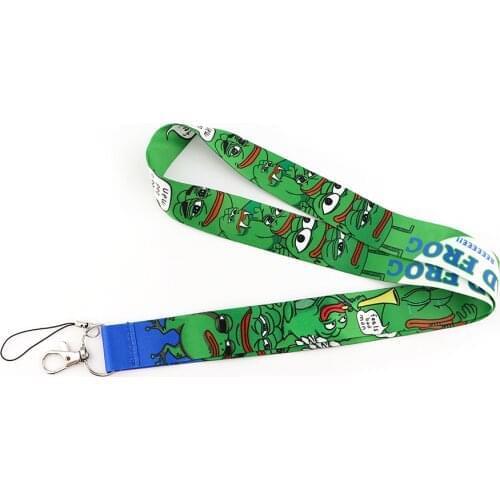 10pcs/lot J2609 Fashion Cartoon Sad Frog Lanyard Phone Strap Holder Necklace Accessory For Key Neck Straps Badge Holder Webbing