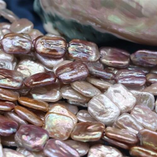 14x20MM 1Strand/Pack 100% Natural Freshwater Pearl Baroque Rectangular Loose Beads Jewelry Making Accessories Findings