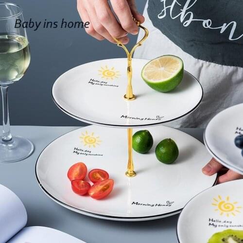 2 Tier Cake Stand Afternoon Tea Wedding Plates Party Tableware Ceramic Plate Fruit Snack Plate Cake Decorating Tools