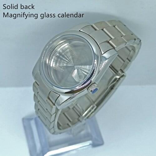 36MM/39mm Watch Case Polished Stainless Steel Sapphire Glass Laminating With Steel Band Fit NH35 NH36 Movement