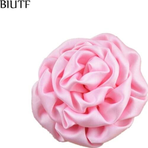 50pcs/lot 25 Color 3" Stain Silk Rosebud Flowers Handmade Rolled Puff Rosette Hair Accessories Boutique Supply FH39