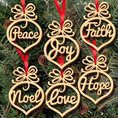 6pcs/set Hollow Heart Wooden Pendants Ornaments Hanging Ornament for DIY Crafts DIY Home Wedding/Christmas Party Decorations