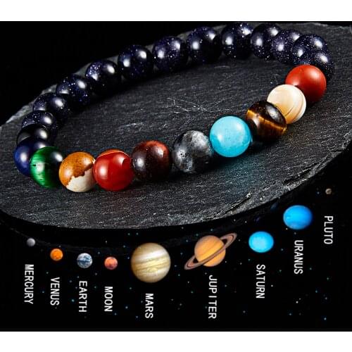Eight Planets Bead Bracelet Men Natural Stone Universe Yoga Solar Chakra Bracelet for Women Men Jewelry Gifts Drop Shipping 2021
