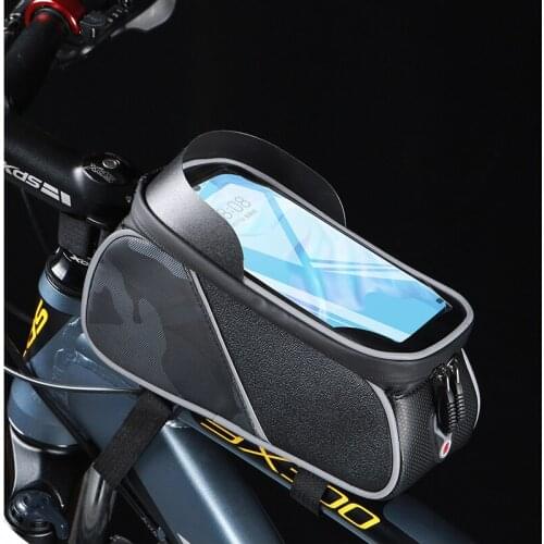 MAN New Bike Bag Frame Front Top Tube Cycling Bag Waterproof 6.6in Phone Case Touchscreen Bag MTB Pack Bicycle Accessories
