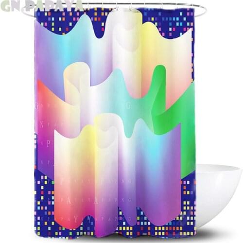 Geometric ripple hippie 3d Bath Curtains Waterproof Polyester Fabric flower Shower Curtains Screen with Hooks Accessories