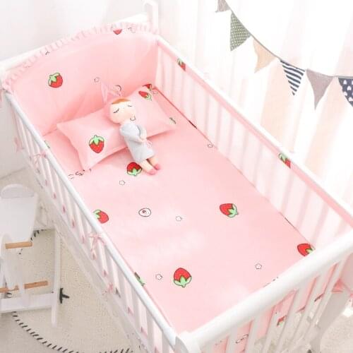 6pcs Cotton Crib Bumpers Summer Splicing Baby Bed Fence Cartoon Printing Baby Kids Bedding Sets Unisex