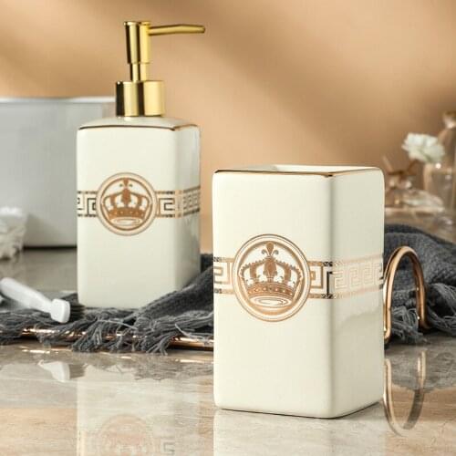 Ceramic Bathroom Toiletries Accessories Soap Dispensers Tissue Box Toothbrush Rack & Gargle Cups Wedding Gifts Ivory/Black