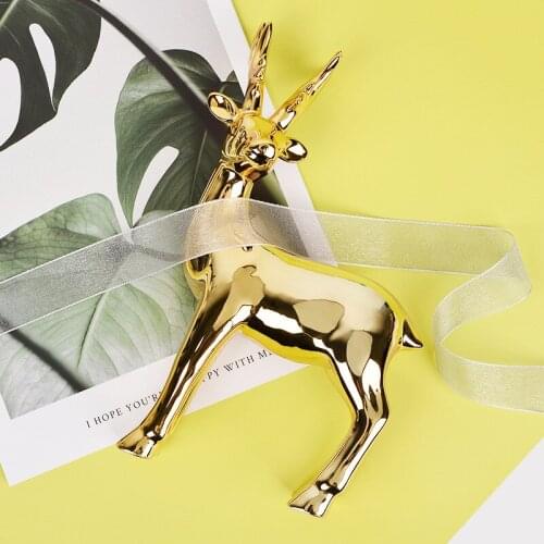 Nordic style golden plating ornaments ceramic deer living room wine cabinet decoration home decoration accessories modern
