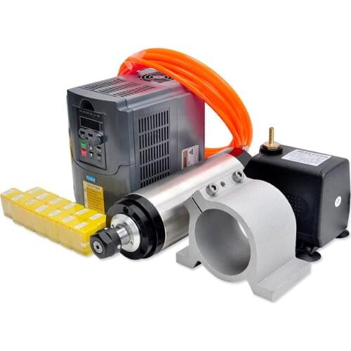 CNC Spindle 2.2KW Water Cooled Spindle Motor 110V 220V VFD Inverter Converter 75W Water Pump 80MM Clamp 13pcs ER20 Collet Chuck