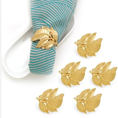 Creative Fashion Leaf Napkin Ring Napkin Buckle Hollow Pattern DIY Hotel Decoration For Home Gift Party Wedding Accessories
