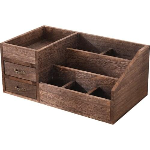 Antique style fortune paulownia wood cosmetics organizer