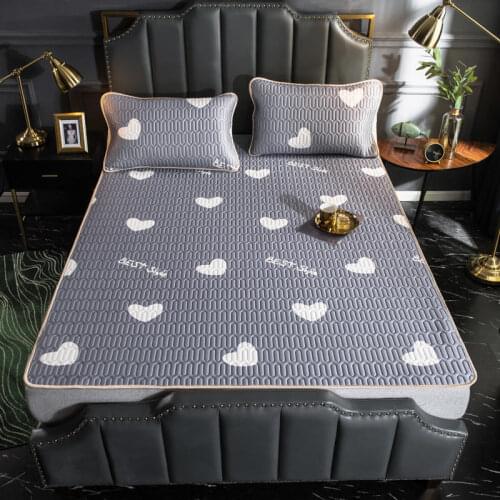 Summer Thailand Latex Mat Three Piece Set Tencel Mat Folding And Ventilating Ice Cushion Printed Bedding Adult Children