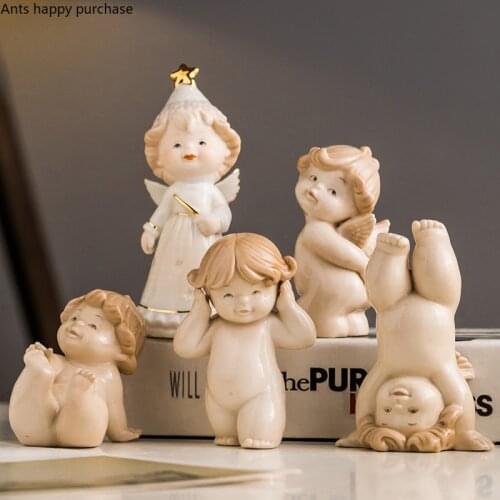 Little Angel Living Room Arrangement Desktop Ceramics Cartoon Doll Cake Ornament Home Decoration Accessories Modern Figurines