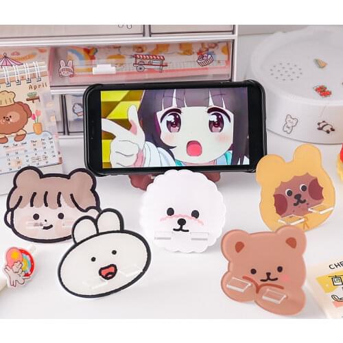 W&G Cute Cartoon Mini Korea Bear Stand Phone Holder Bracket Universal Mobile Phone Stand for Phone Grip Holder Kawai