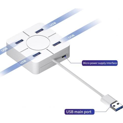 New Lightweight Docking Stand Anti-interference High Speed Stable Output Compact 4 in 1 USB2.0 Splitter Cable Hub for Computer
