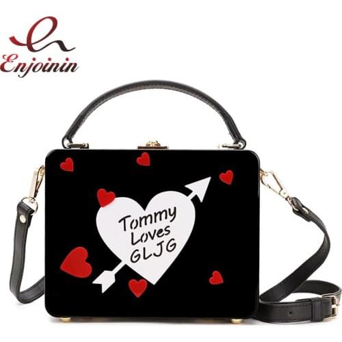 New Design Cartoon Heart-Shaped Pattern Sexy Woman Box Style Womens Handbags Shoulder Bags Shoulder Bags Bolsa Messenger Bag