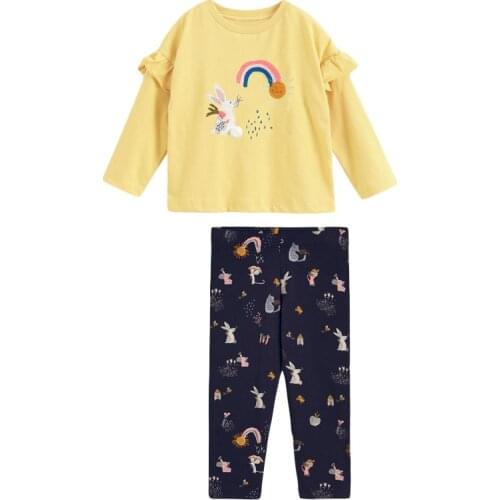 Autumn Girls Clothes Set Cotton Long Sleeve T shirts + Pants 2 Peacie Sets Children Baby Girl Cartoon Printed Clothing Suits