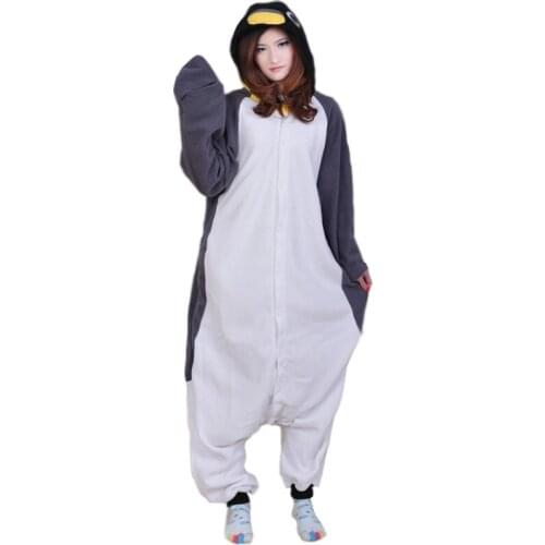 Adult Grey Black Blue Penguin Pajamas Sleepsuit New Cartoon Animal Winter Onesie for Women Men Party Halloween Cosplay Costume