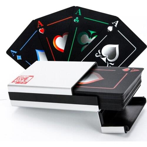 Christmas Gift Cards Black Elf Poker Playing Cards, Paper/Metal Box for Choice, Premium Black Plastic Waterproof Poker Cards