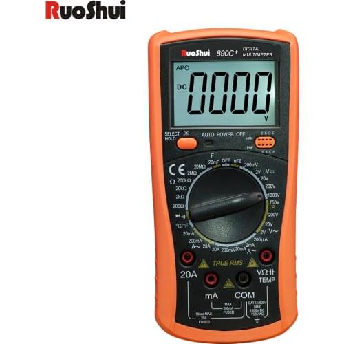 RuoShui High precision digital multi-meter true rms 2000 counts transistor tester with probes Capacitance Temperature multimeter