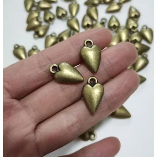 Heart Charms Antique Bronze Tone Tiny Mini Heart 3D Bulk Charms 12*18mm