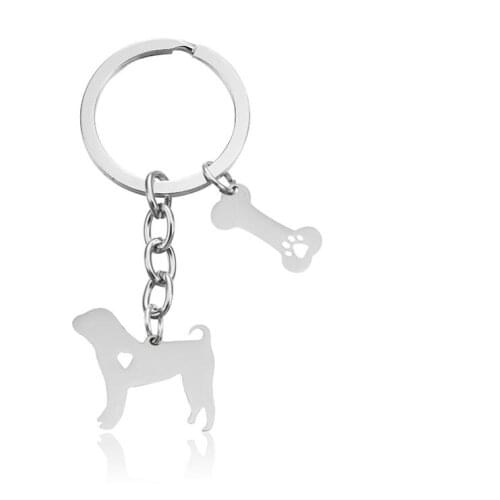 Shiba inu pendant keychain with bone