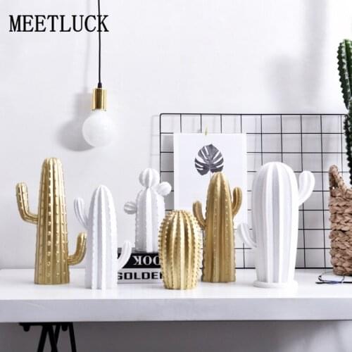 1 pcs Simple style white gold cactus fairy column home decoration accessories living room modern creative decorative ornaments