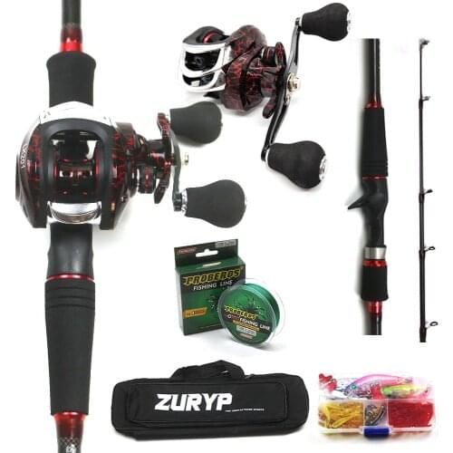 ZURYP Telescopic Fishing Rod combo 1.8-2.7m baitcasting fishing set with Casting reel bag pe line lure box full kit travel pole