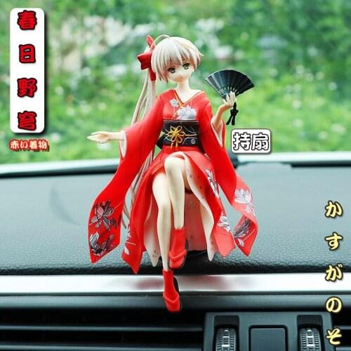 Car Interior Decoration Personality realistic characters cartoon Kasuga red kimono holding a fan Home Auto Accessories model