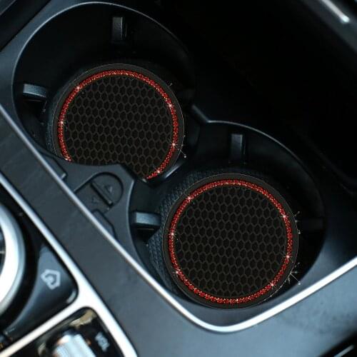2Pcs Universal Vehicle Bling Car Cup Holder Insert Mat Coaster Anti Slip Pad Car Interior Supplies