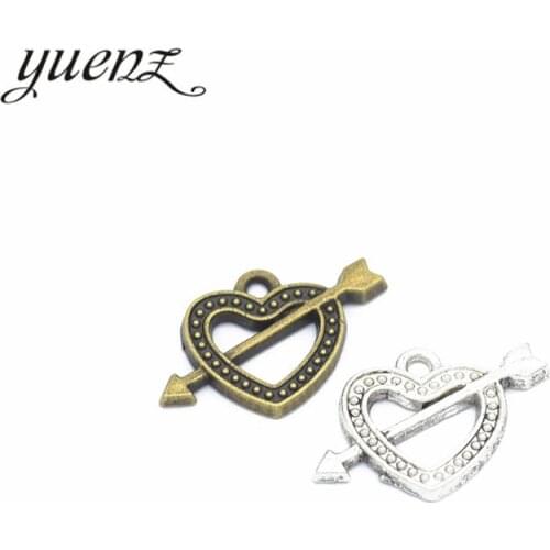 YuenZ 12pcs Antique Silver color Metal Pendant for Necklace Bracelet Heart Charms Jewelry Making Finding 25*16mm A28