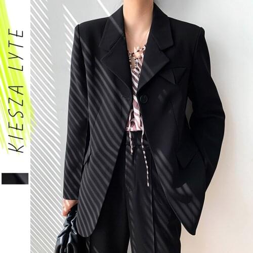 Blazer for women british style 2020 new autumn solid lapel suit blazers coat top loose black fashion ladies jacket