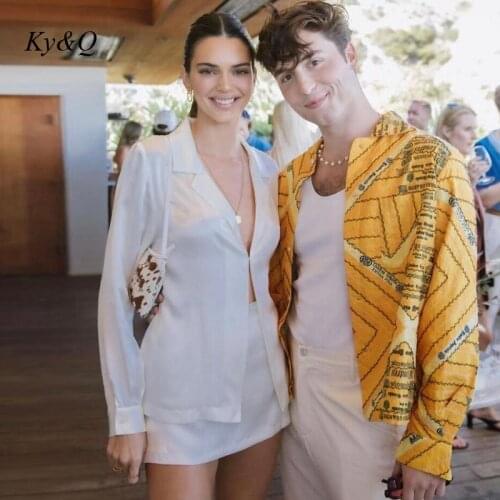 2021 New Temperament Advanced Sense Suit White Long Sleeve Gather Waist Lace Up Suit Coat + Short Skirt Two Piece Set Women