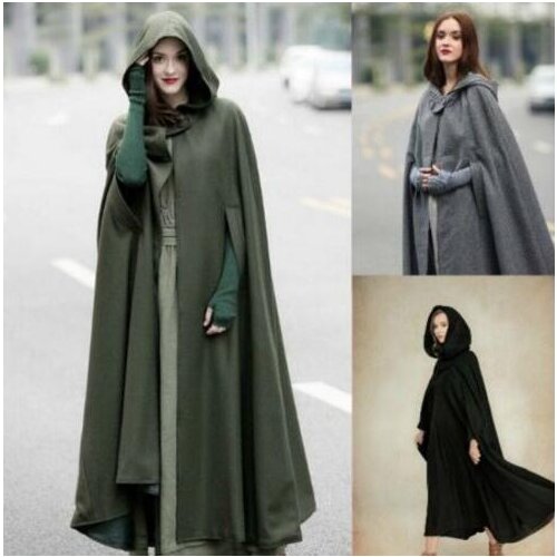 New Arrival Women Hooded Coat Hooded Cloak Hooded Cape cosplay Cloak 3 colours medieval costumes adult costume dress up 115-118