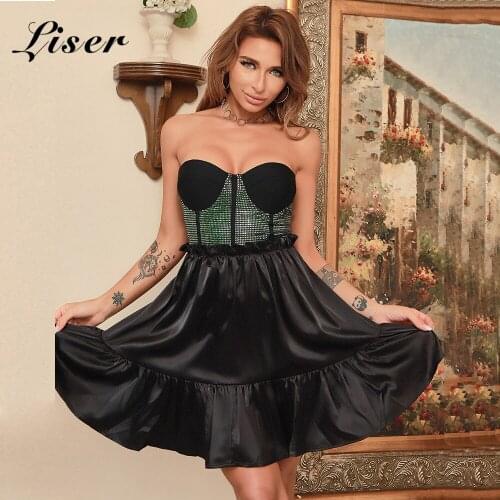 Liser 2021 New Summer Women Dress Sleeveless Strapless Lace Up Dress Sexy Bodycon Elegant Club Celebrity Party Dresses Vestidos