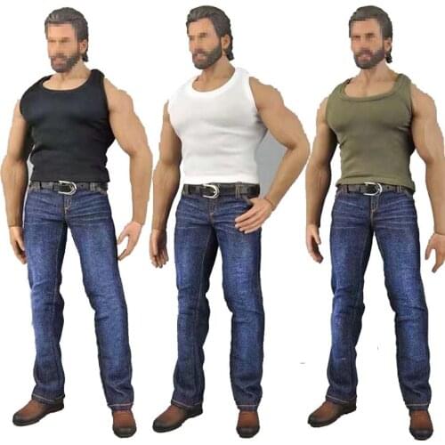 1/6 scale male soldier Sports Vest With Jeans Shoes Suit set for 12in action figure Phicen JIAOUL Doll Toy