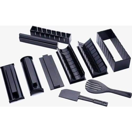 10pcs/Set Sushi Maker Rice Mold Roll Sushi Making Machine Set Japanese Sushi Cooking Tools Rice Roller Kitchen Sushi Tools